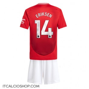 Manchester United Christian Eriksen #14 Prima Maglia Bambino 2024-25 Manica Corta (+ Pantaloni corti)
